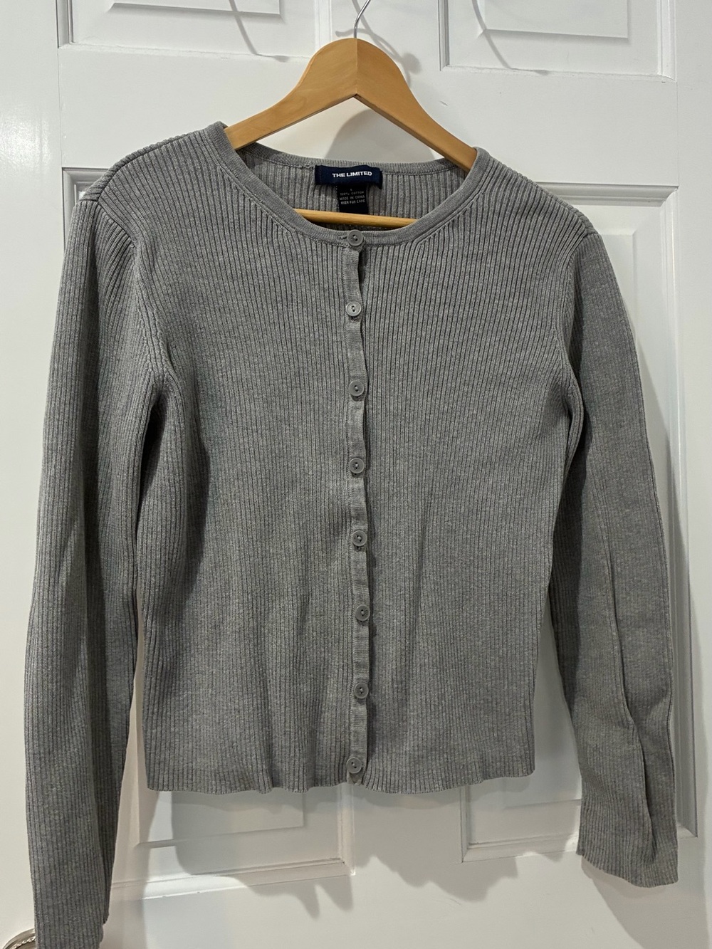 The Limited Light Gray Ribbed Button-Up Cardigan - Picture 2 of 4